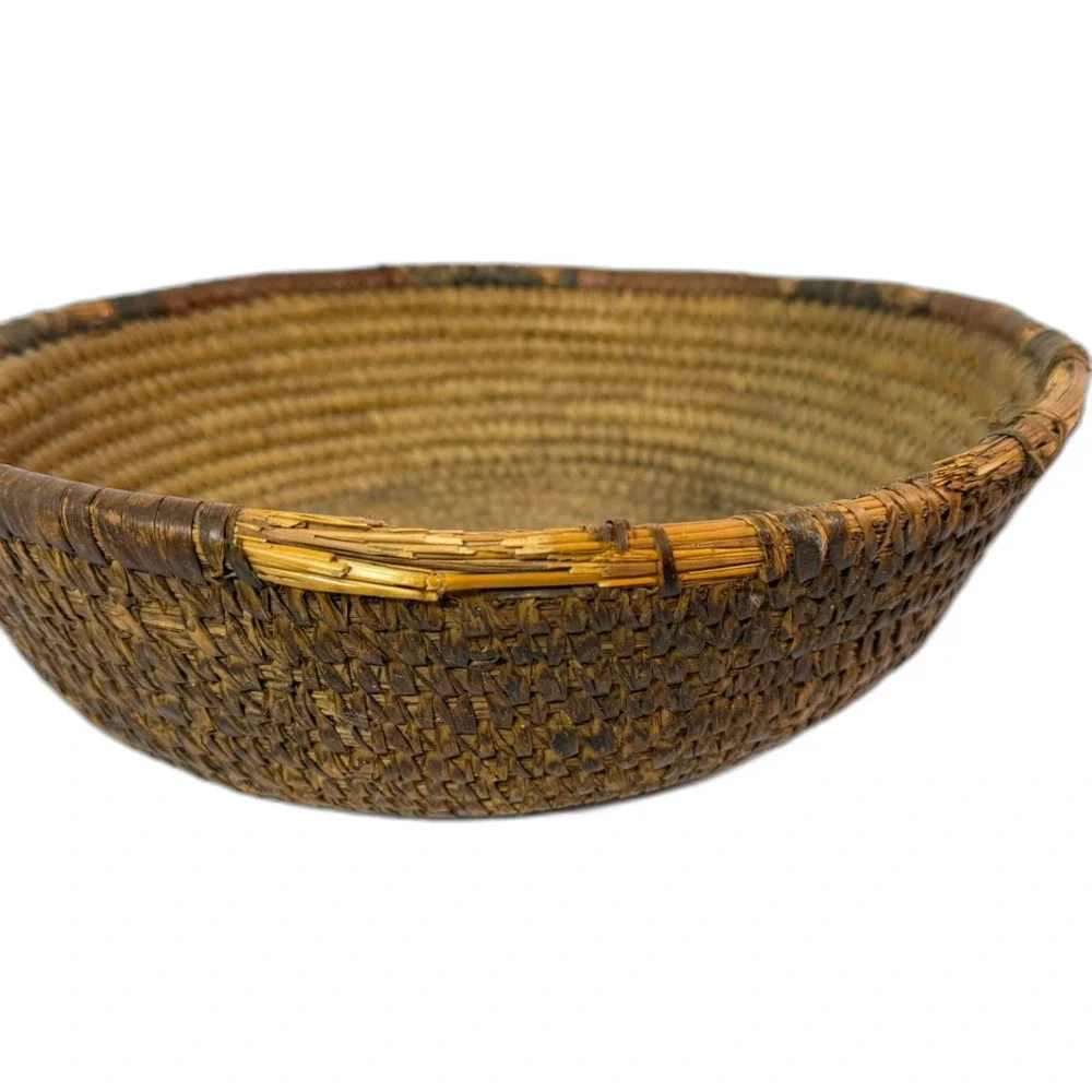 Antique Hand Crafted Woven Coil Wedding Basket 13